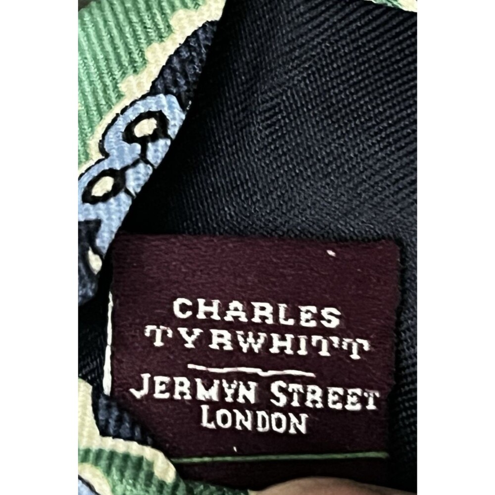 Charles Tyrwhitt Green and Blue Patterned Tie - Picture 4 of 9